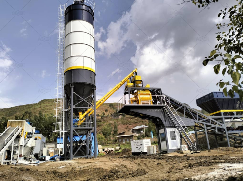 mobile concrete batching plant operation in Ethiopia