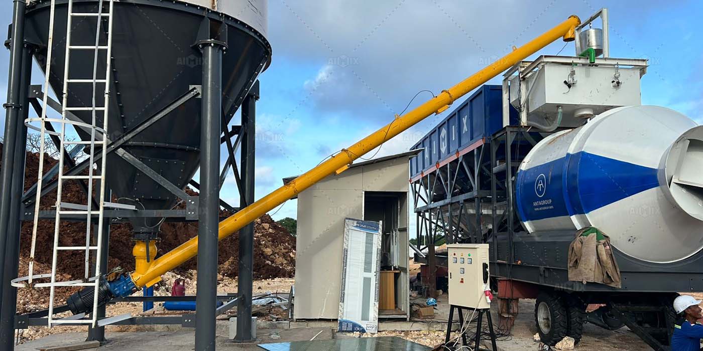 50cbm mobile compact batching plant for supplying warehouse in Bali, Indonesia